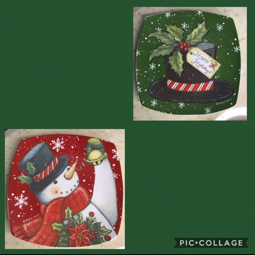 Cypress Home Christmas Snowman Plates Set of 2